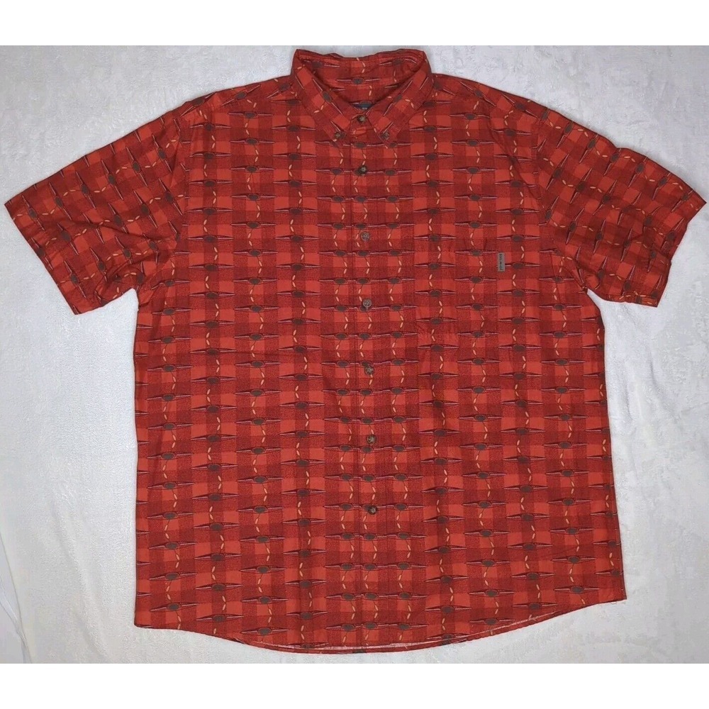 Woolrich Mens Shirt Size X-Large Button Down Short Sleeve Brick Kayaks‎ Red